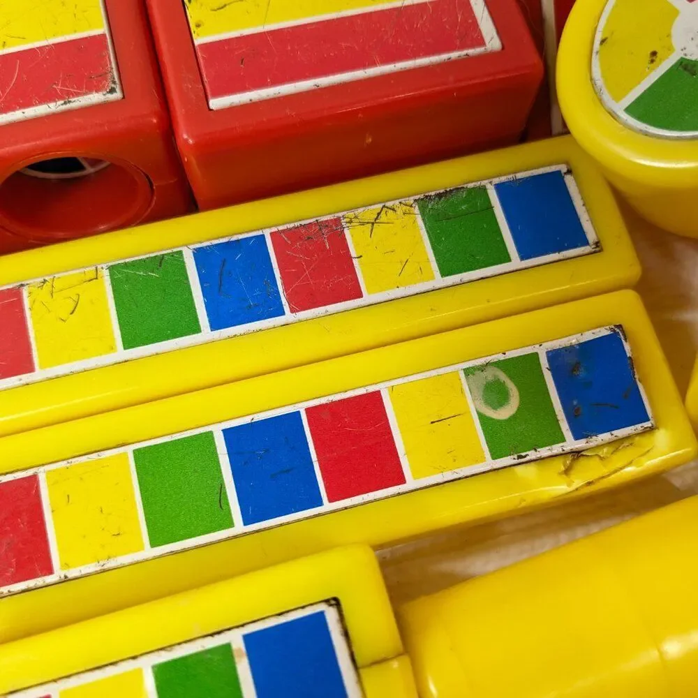 Vintage‎ Hilco Bucket set 22 Magnet Blocks magnetic building toy rainbow primary